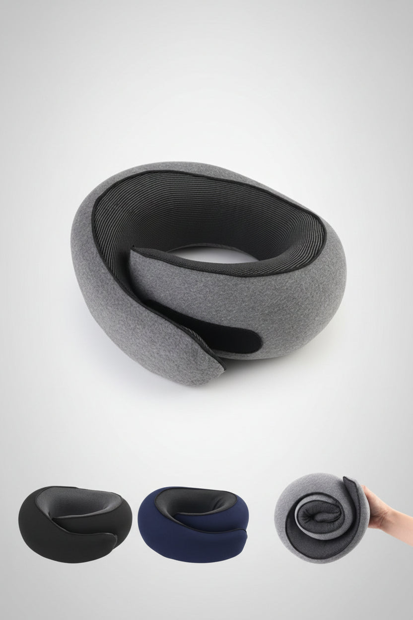 Almohada de Viaje Ergonómica Memory Foam + Kit de Accesorios