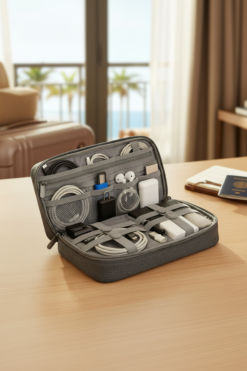 Estuche Organizador de Cables y Tecnología Premium - 2 Niveles